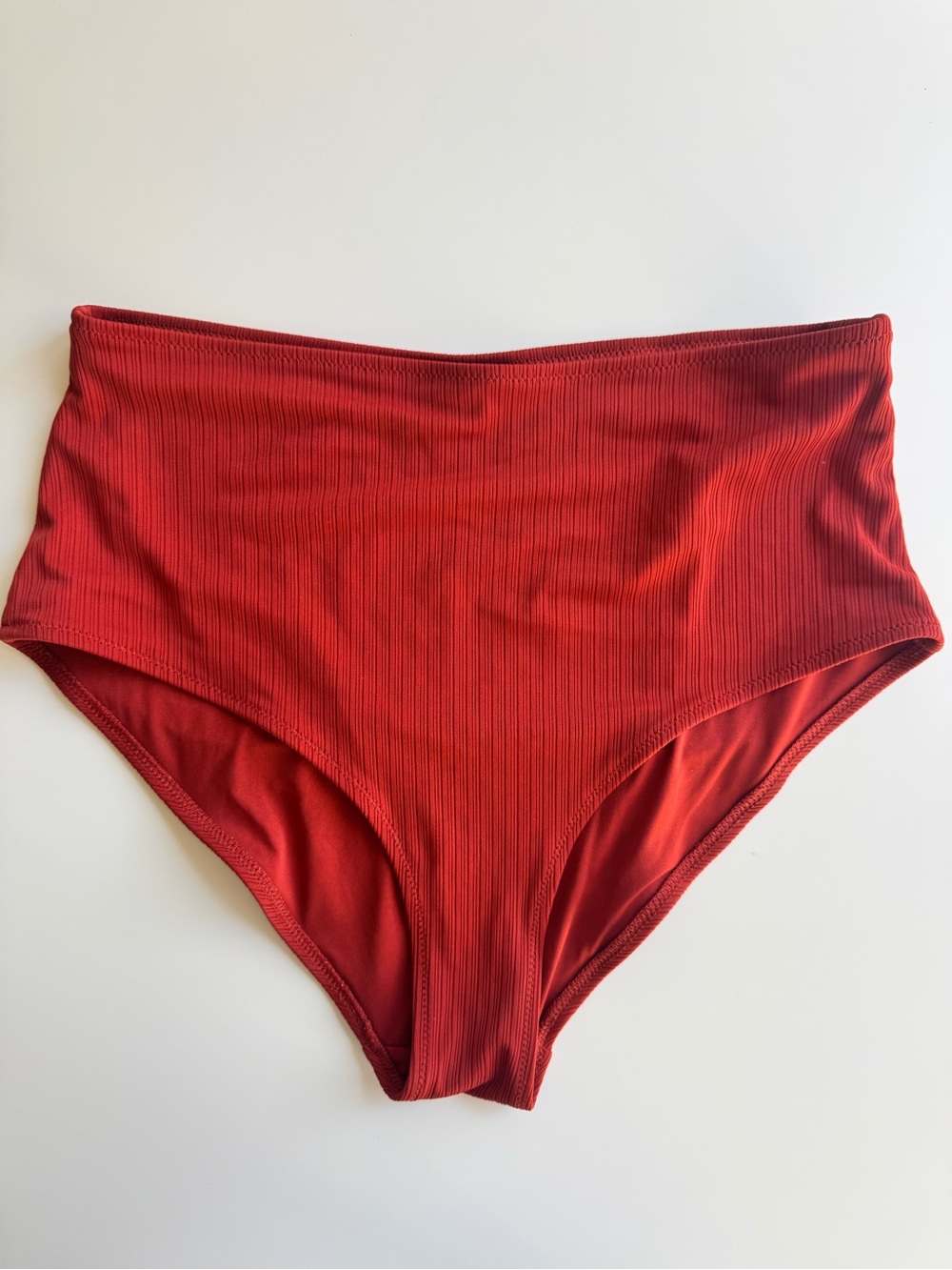 Old Navy Women’s Ribbed High-Waist Bikini Bottoms in Rust size Large